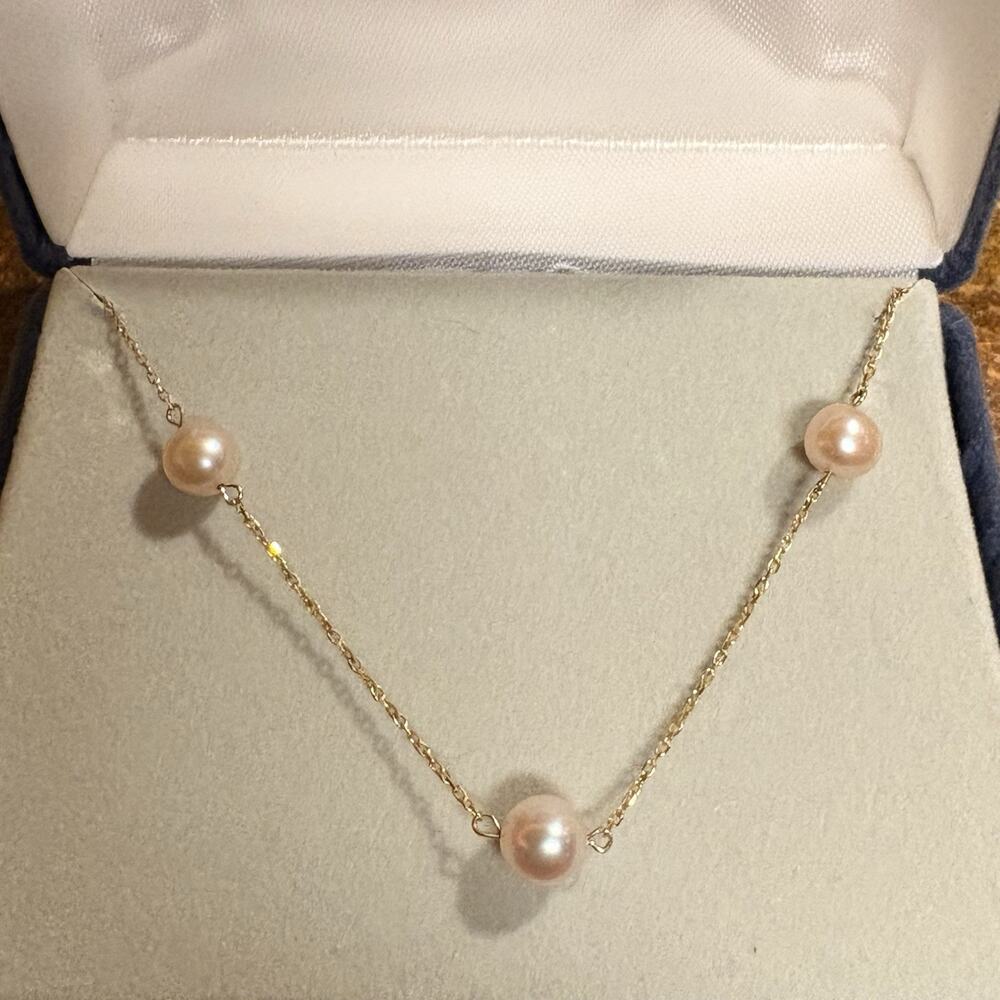 NWT JCM 10K Gold and Freshwater Pearl Tin Cup (Station) Bracelet Made in USA